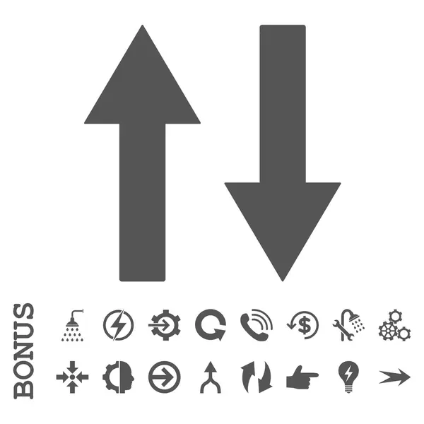 Icône vectorielle plate de flèches de retournement verticales avec le boni — Image vectorielle