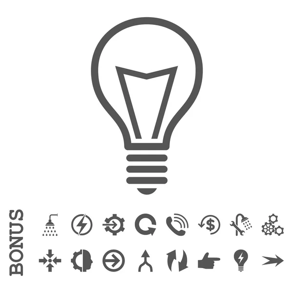 Lamp Bulb Flat Vector Icon with Bonus — стоковый вектор