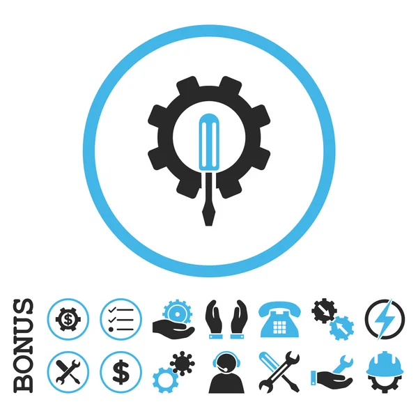 Engineering ikona płaskie wektor zaokrąglona z Bonus — Wektor stockowy