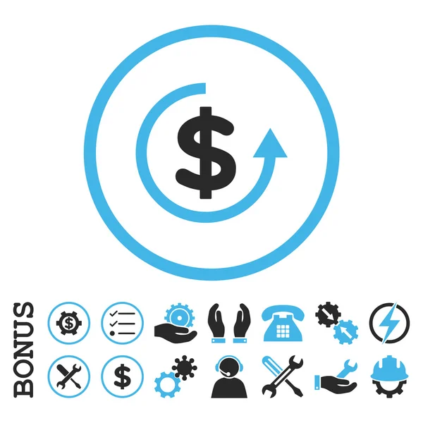 Icône vectorielle arrondie plate de remboursement avec bonification — Image vectorielle