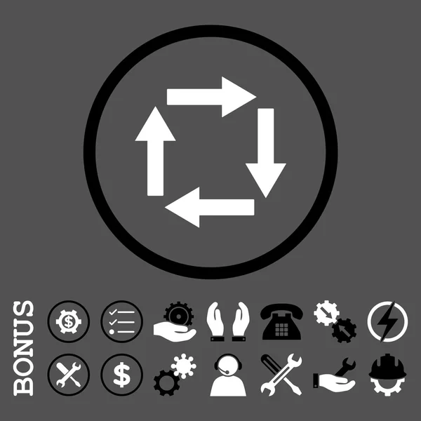 Flechas de circulación plana redondeada Vector icono con bonificación — Vector de stock