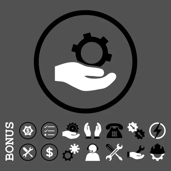Inżynierskie usługi płaskim zaokrąglone wektor ikona z Bonus — Wektor stockowy