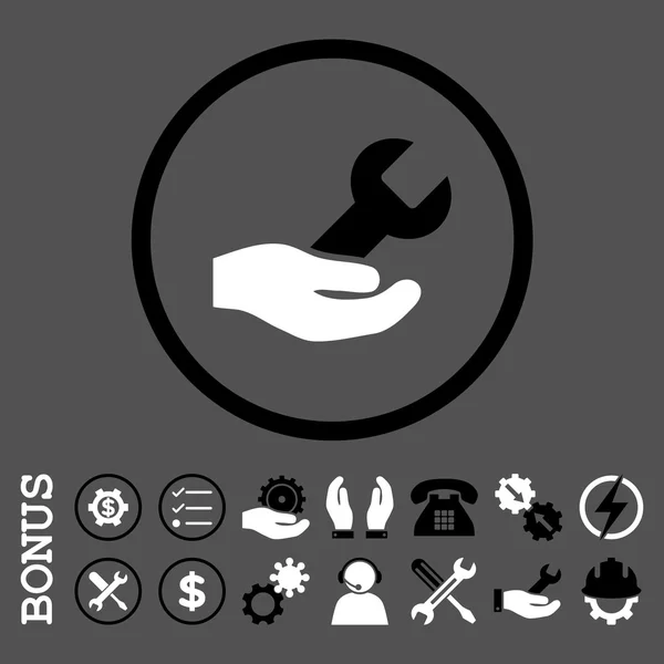 Naprawa serwis płaskim wektor zaokrąglona ikona z Bonus — Wektor stockowy