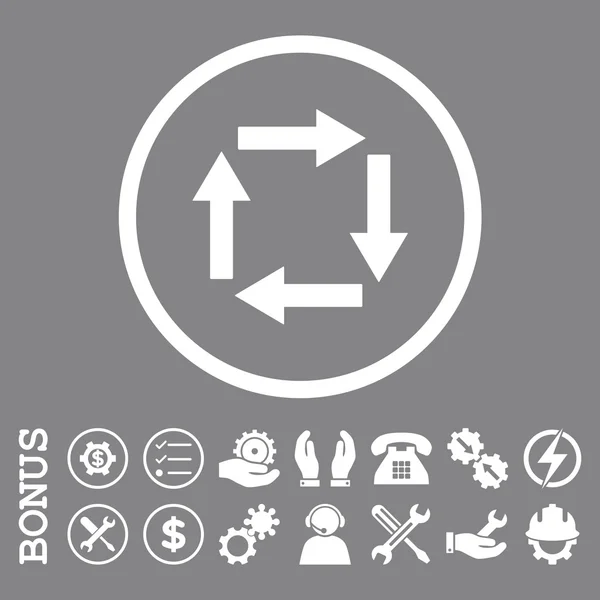 Circulation Arrows Flat Rounded Vector Icon With Bonus - Stok Vektor