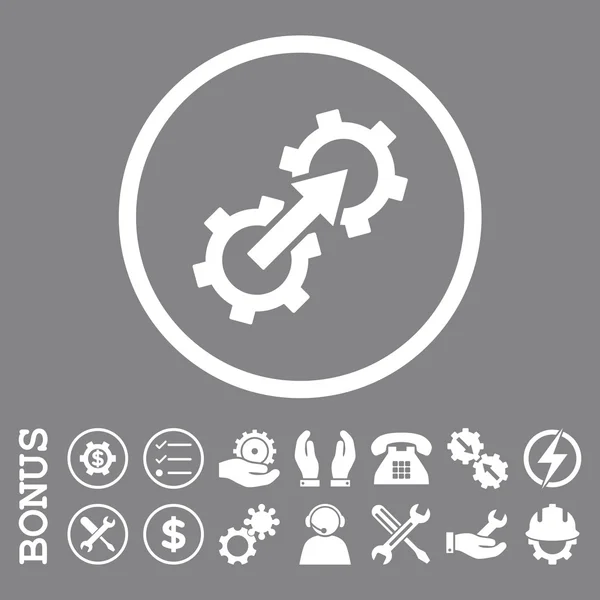 Gear integráció sima lekerekített Vector Icon bónusz — Stock Vector