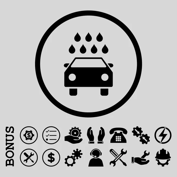 Ikona samochodu prysznic płaskie wektor zaokrąglona z Bonus — Wektor stockowy