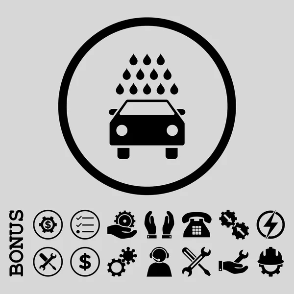 Myjnia samochodowa płaskie wektor zaokrąglona ikona z Bonus — Wektor stockowy