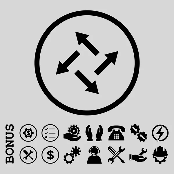 Icône vectorielle arrondie plate de flèches centrifuges avec bonification — Image vectorielle