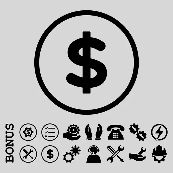 Dolar płaskie wektor zaokrąglona ikona z Bonus — Wektor stockowy