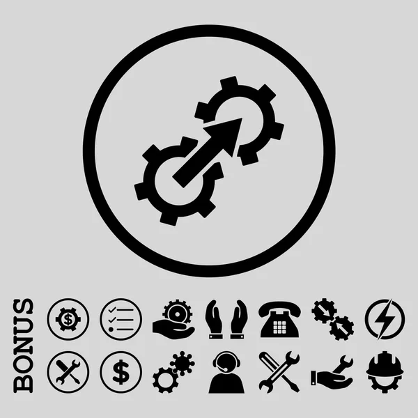 Gear integráció sima lekerekített Vector Icon bónusz — Stock Vector