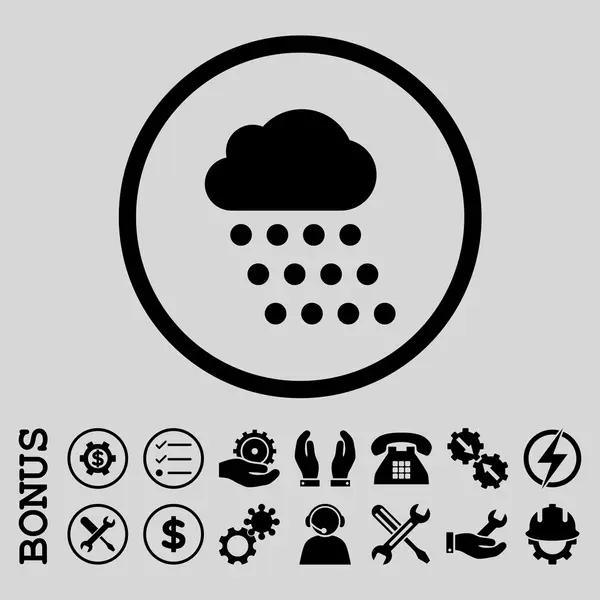 Eső felhő sima lekerekített Vector Icon bónusz — Stock Vector
