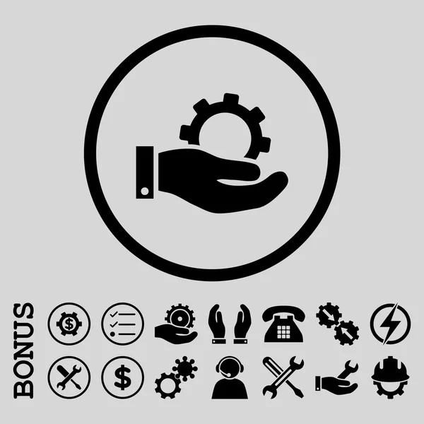 Usługi z płaskim wektor zaokrąglona ikona z Bonus — Wektor stockowy
