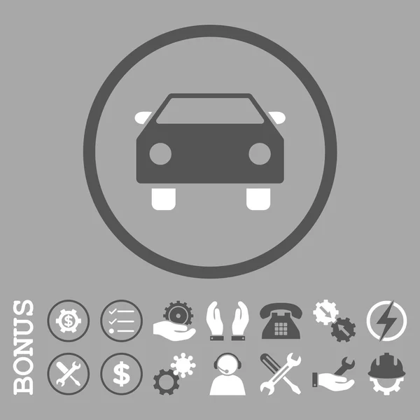 Bilen platta rundade vektor ikon med Bonus — Stock vektor