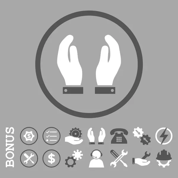 Care Hands Flat Rounded Vector Icon With Bonus - Stok Vektor