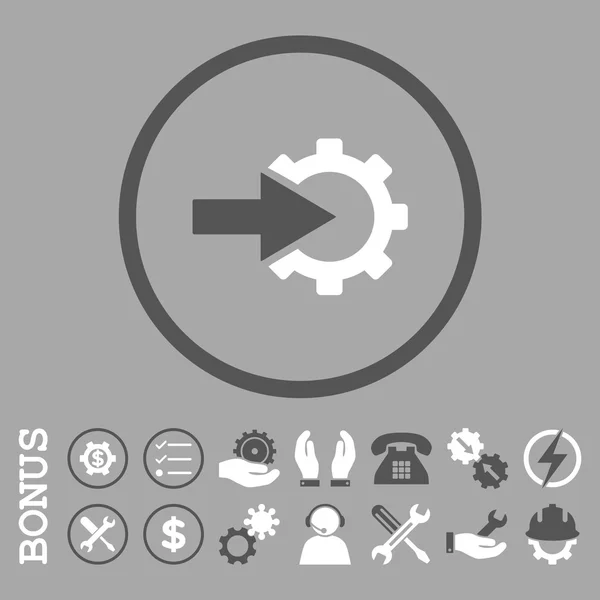 Icône vectorielle arrondie plate d'intégration de rouage avec le boni — Image vectorielle