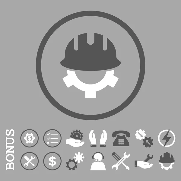 Icône vectorielle arrondie plate de casque de développement avec le boni — Image vectorielle