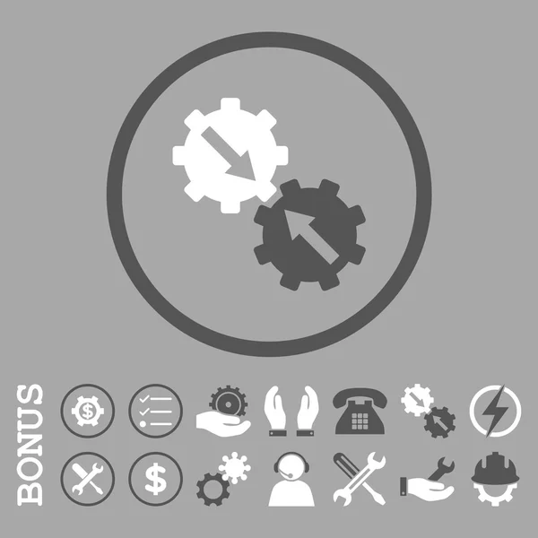 Gear integráció sima lekerekített Vector Icon bónusz — Stock Vector