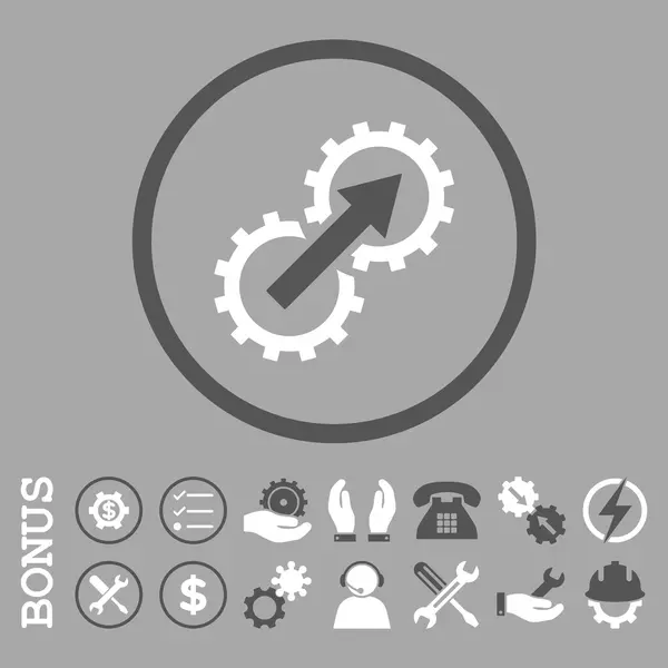 Gear integráció sima lekerekített Vector Icon bónusz — Stock Vector