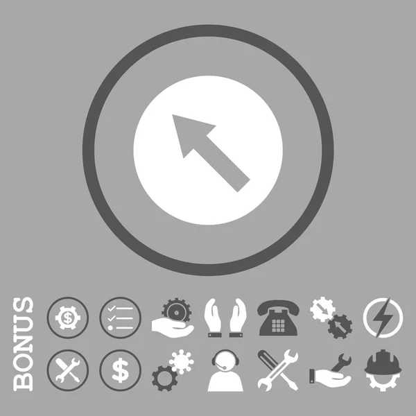 Flecha Redonda Arriba-Izquierda Icono Vector Redondeado Plano con Bono — Vector de stock