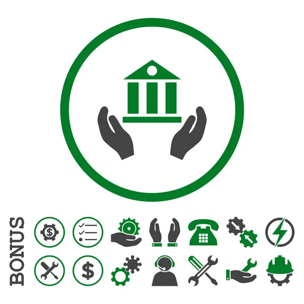 Servicio bancario plano redondeado Vector icono con bonificación — Vector de stock