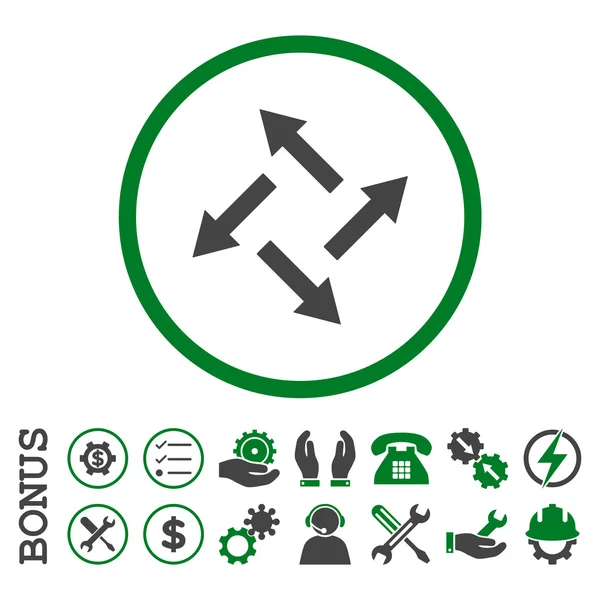 Odśrodkowe strzałki płasko zaokrąglone wektor ikona z Bonus — Wektor stockowy
