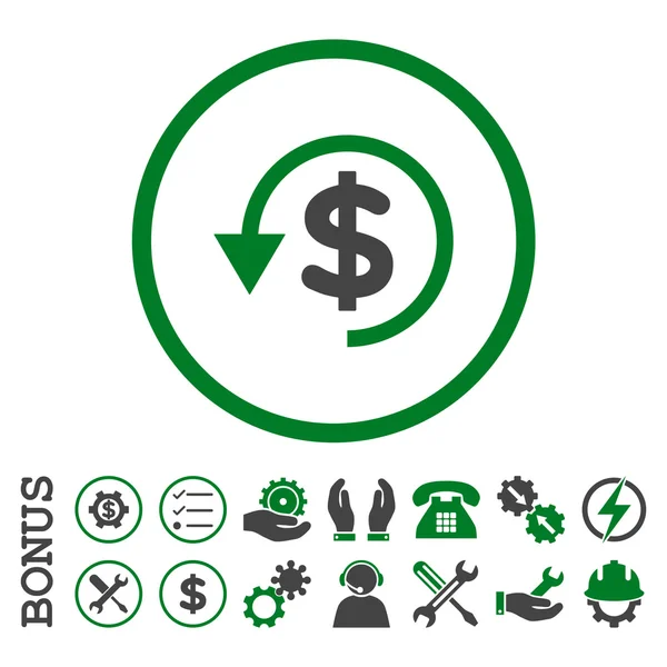 Icône vectorielle arrondie plate Chargeback avec bonus — Image vectorielle