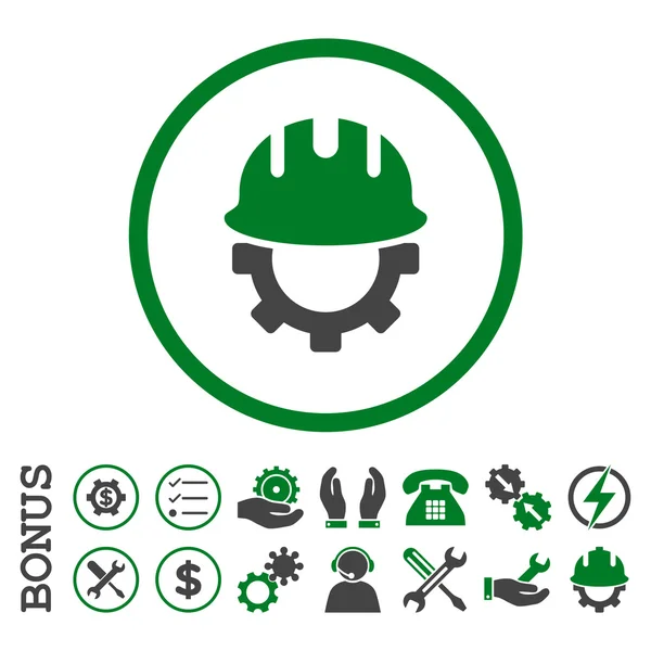 Rozwoju robotnik wektor zaokrąglone płaskie ikona z Bonus — Wektor stockowy