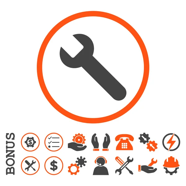 Wrench Flat Rounded Vector Icon With Bonus — Stock Vector