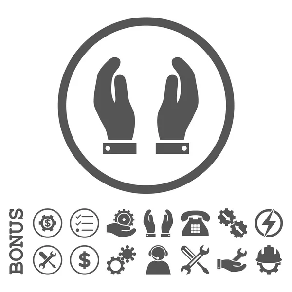 Care Hands Flat Rounded Vector Icon With Bonus - Stok Vektor