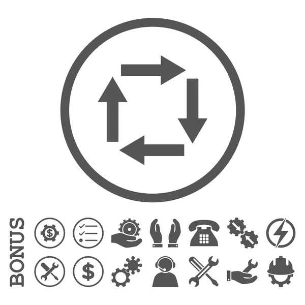 Circulation Arrows Flat Rounded Vector Icon With Bonus - Stok Vektor