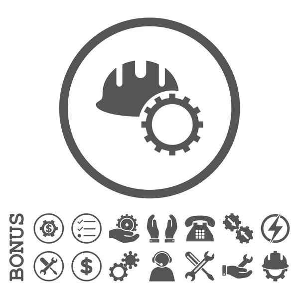 Icône vectorielle arrondie plate de Hardhat de développement avec le boni — Image vectorielle