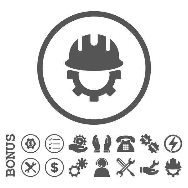 Дизайн Hardhat Flat Rounded Vector Icon с бонусом — стоковый вектор