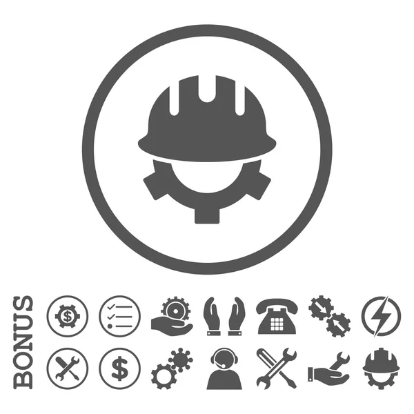 Desenvolvimento capacete plano arredondado vetor ícone com bônus —  Vetores de Stock