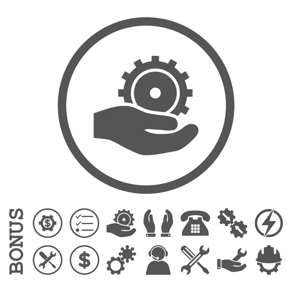 Icono de Vector Redondeado Plano del Servicio de Desarrollo con Bonus — Vector de stock
