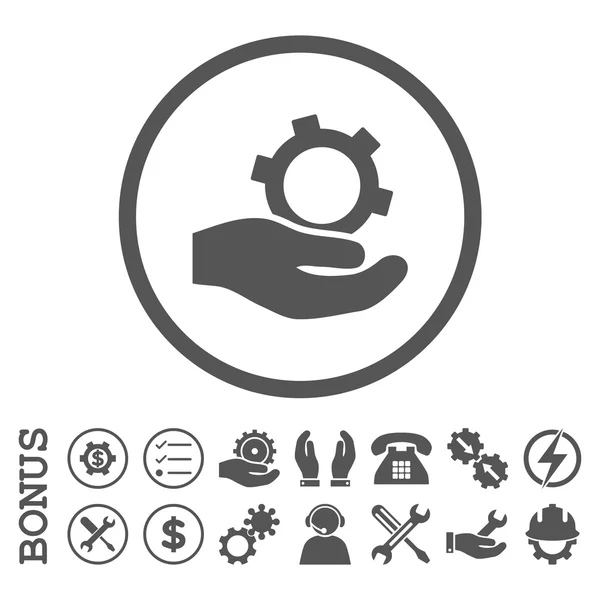 Inżynierskie usługi płaskim zaokrąglone wektor ikona z Bonus — Wektor stockowy