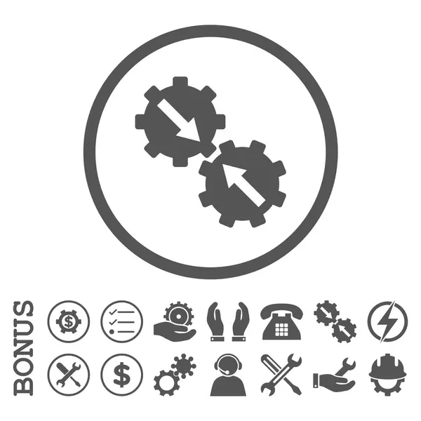 Gear integráció sima lekerekített Vector Icon bónusz — Stock Vector