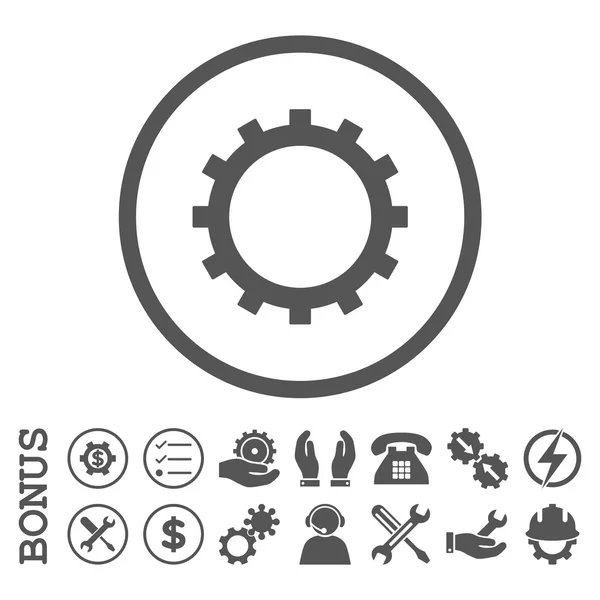 Icône vectorielle arrondie plate à engrenages avec bonus — Image vectorielle