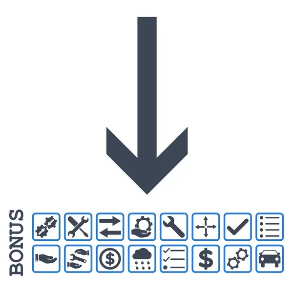 Flecha abajo plana Vector icono con bonificación — Archivo Imágenes Vectoriales