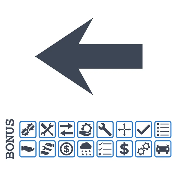 Pfeil links flaches Vektorsymbol mit Bonus — Stockvektor