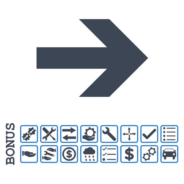 Seta direito ícone vetorial plana com bônus — Vetor de Stock