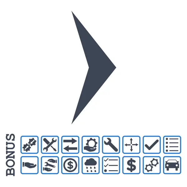 Icona vettoriale piatta destra della punta della freccia con bonus — Vettoriale Stock