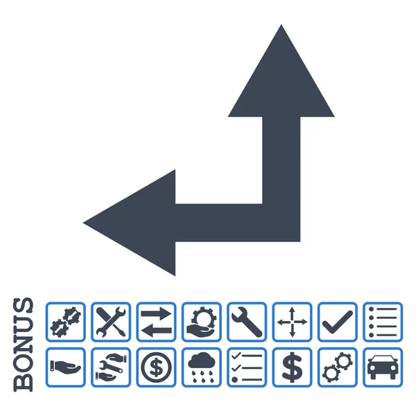 Flecha de bifurcación izquierda arriba plano Vector icono con bono — Archivo Imágenes Vectoriales