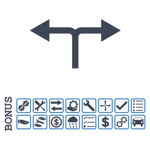 Bifurkace šipky vlevo vpravo plochý vektorové ikony s bonusem — Stockový vektor