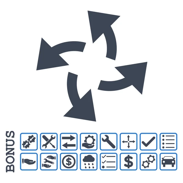 Centrifugaal pijlen platte Vector Icon met Bonus — Stockvector