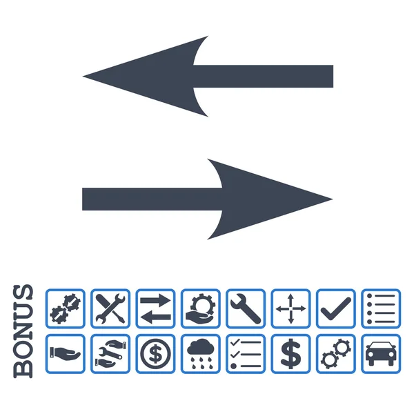 Icona vettoriale piatta a frecce di scambio orizzontale con bonus — Vettoriale Stock