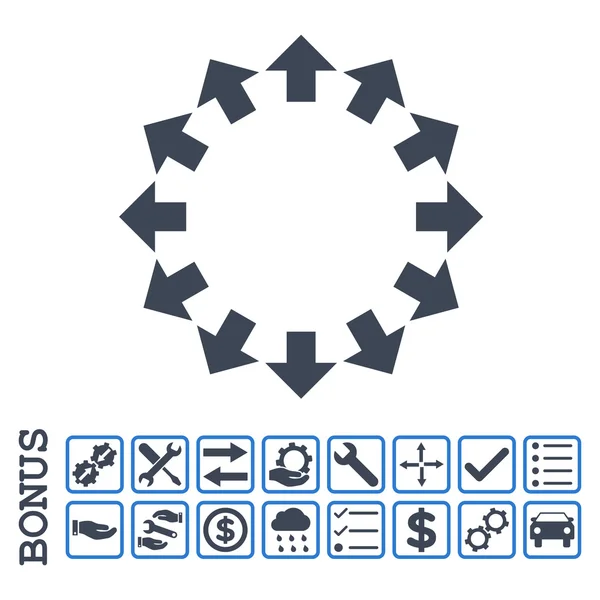 Icono de vector plano de flechas radiales con bonificación — Archivo Imágenes Vectoriales