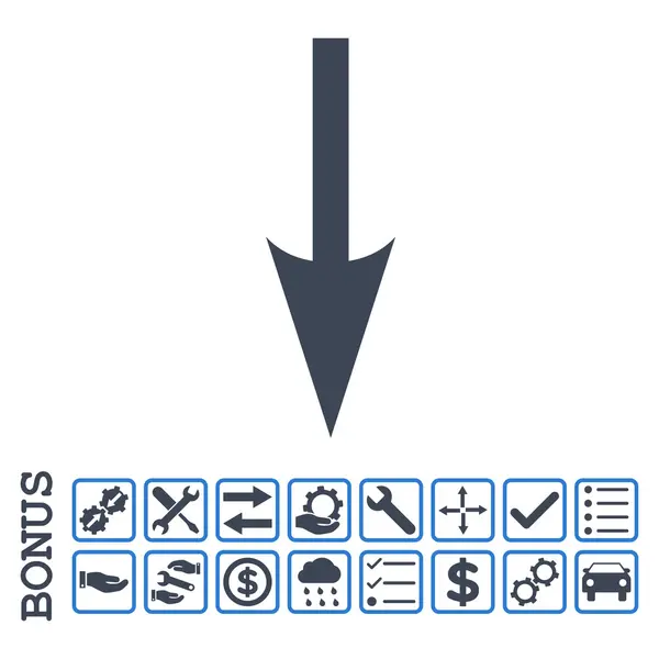 Sharp Arrow Down Flat Vector Icon With Bonus — Stock Vector