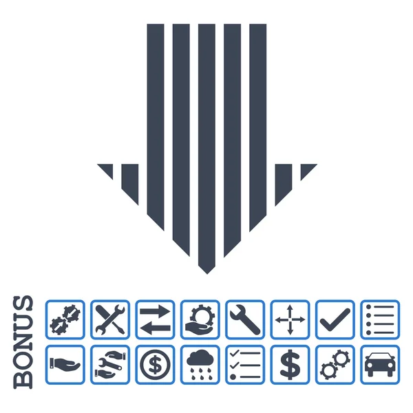 Flecha de la raya hacia abajo plana Vector icono con bono — Archivo Imágenes Vectoriales