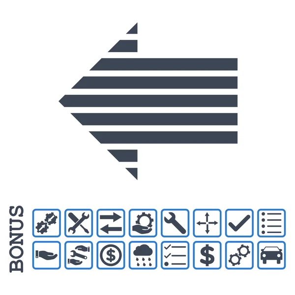 Stripe Arrow Left Flat Vector Icon With Bonus — Stock Vector