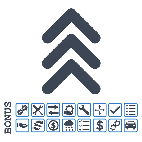 Triple flèche vers le haut Icône vectorielle plate avec bonus — Image vectorielle